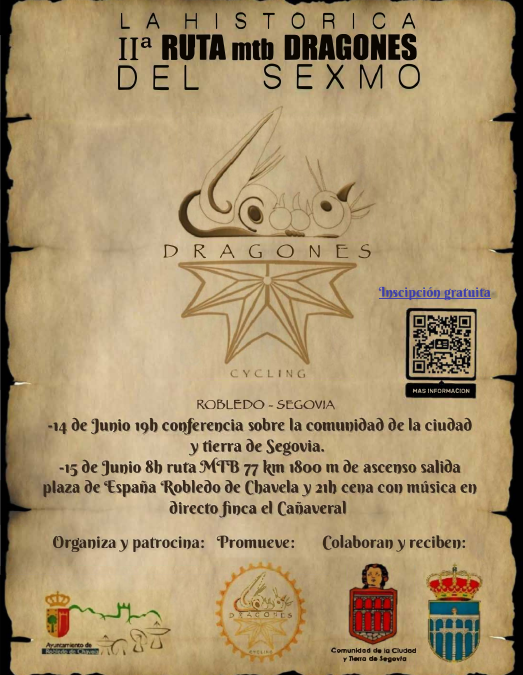 II Ruta MTB Dragones del Sexmo” el sábado 15 de junio desde Robledo de Chavela a Segovia